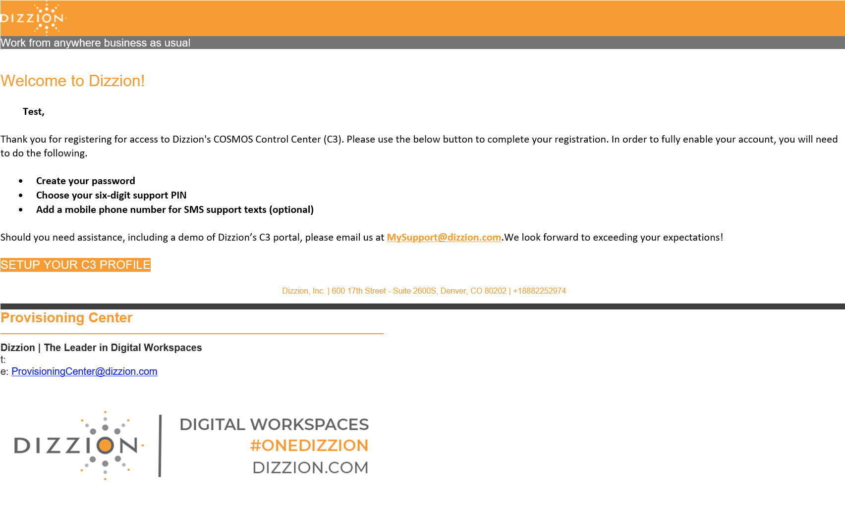 C3 Welcome Email
